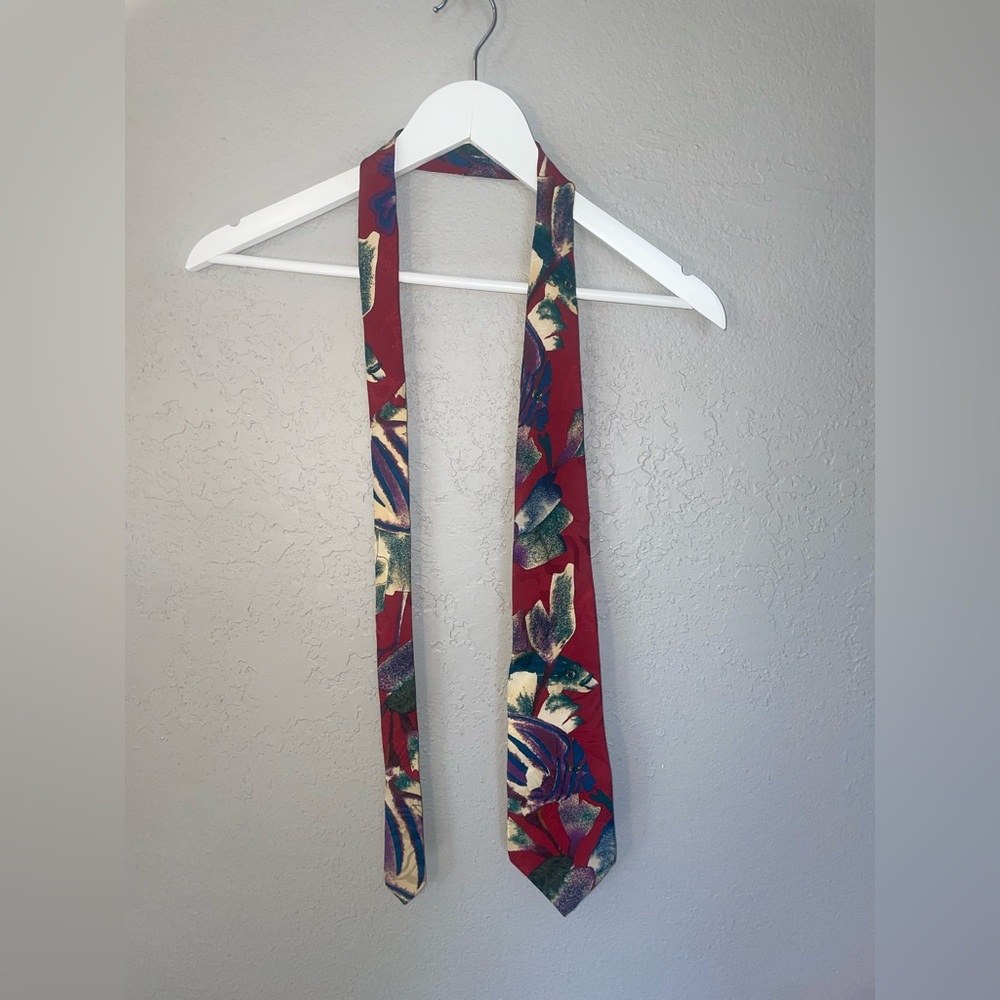 JE SUIS - MEN'S FISH PRINT 100% SILK TIE - VINTAGE 90S